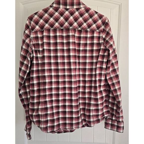Carhartt Flannel Shirt Top Girls Sz M 8/10 Pink Plaid Long Sleeve Button Down - Picture 8 of 13
